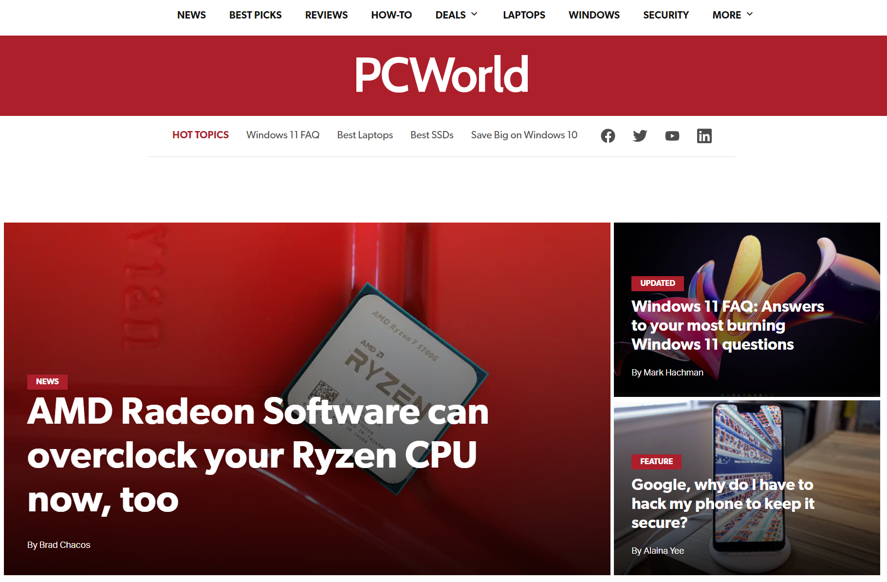 PCWorld home page redesign