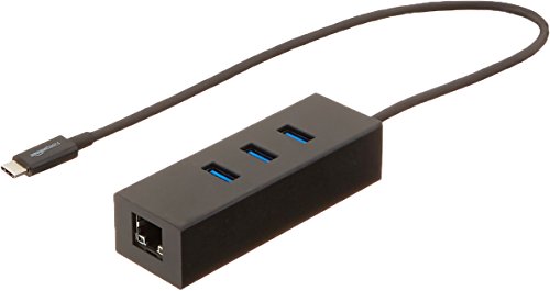 AmazonBasics USB 3.1 Type C to 3 Port USB Hub with Ethernet (L6LUD001-CS-R)