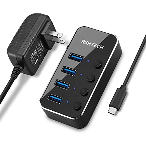 RSHTECH USB C Hub Powered 4 Port USB Splitter (RSH-516)