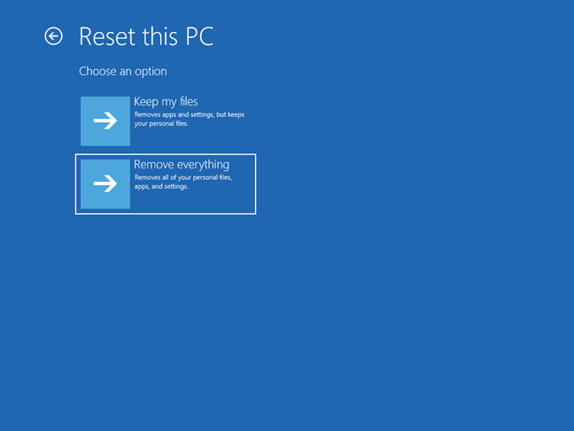 Choose Remove everything on the Reset this PC screen