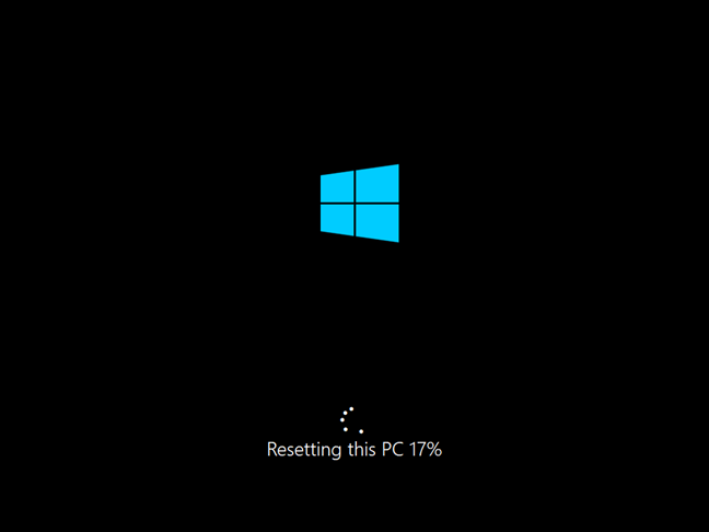 Progress on resetting this Windows 10 PC