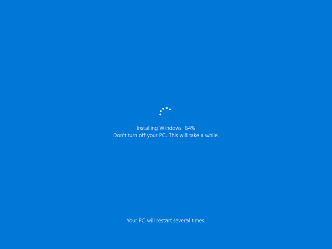 Installing Windows 10 as part of resetting your PC