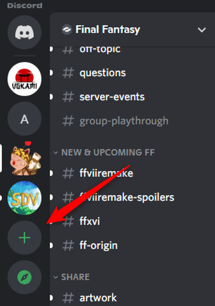 Click the Add a Server button Discord