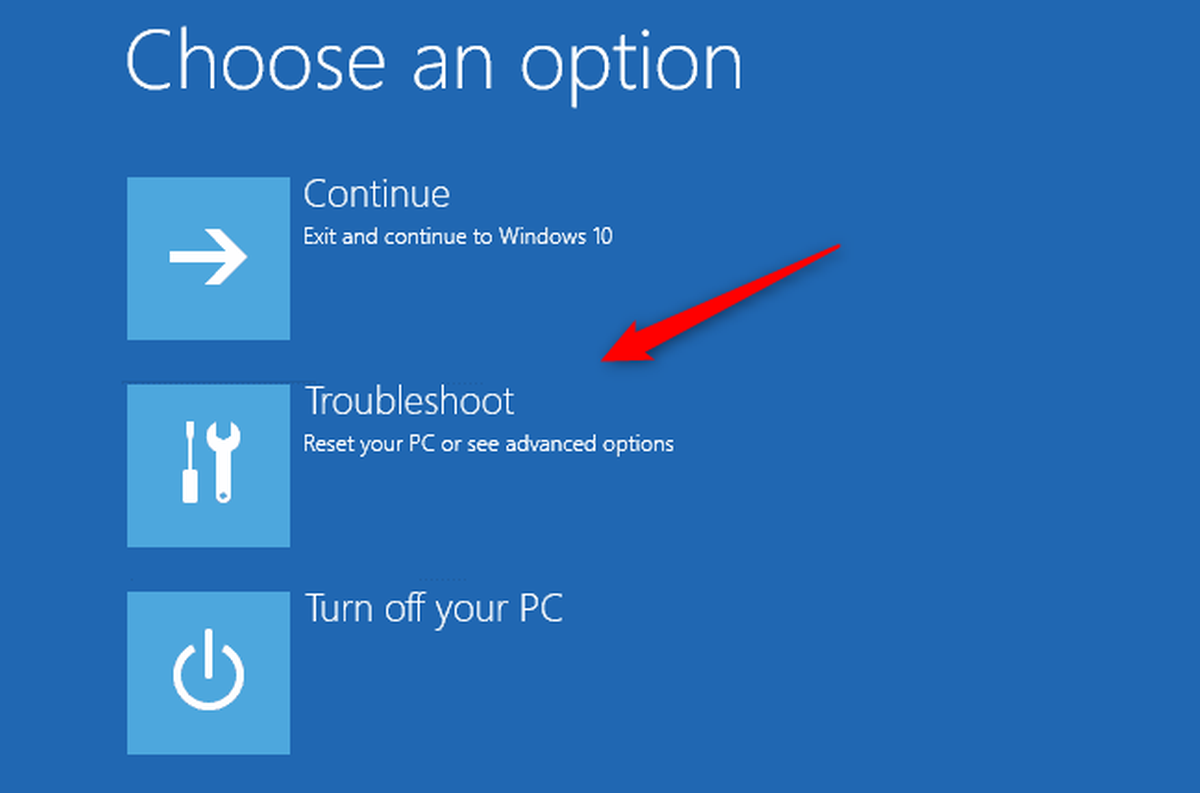 Troubleshoot option