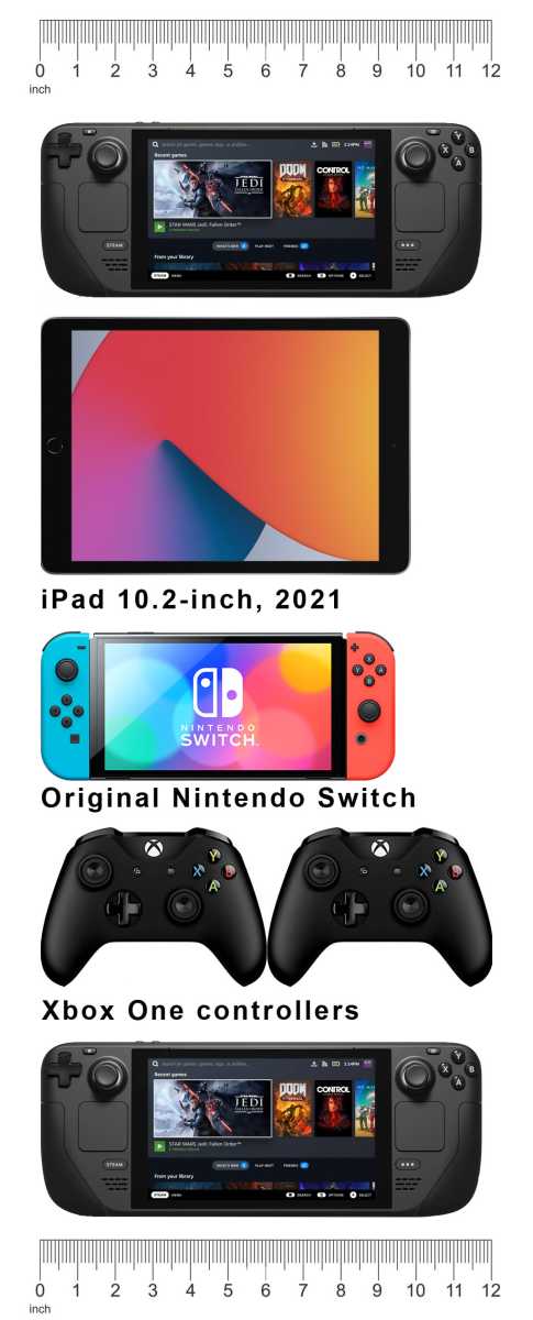 steam deck size comparison switch ipad xbox 