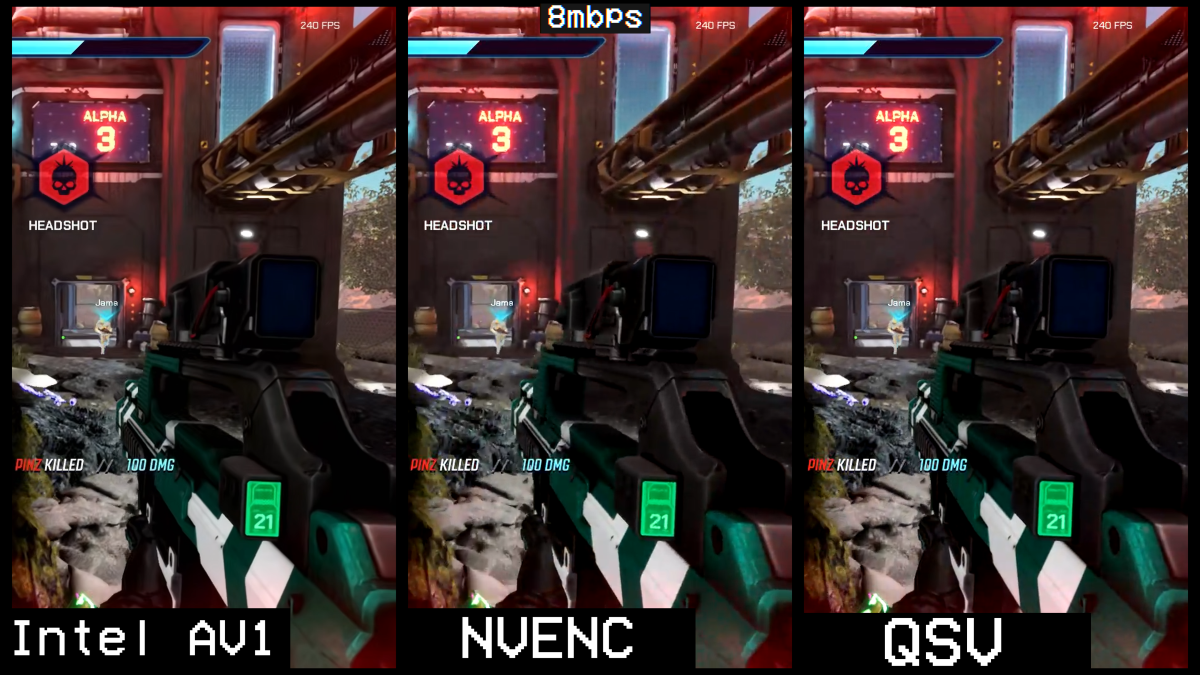 Intel Arc Av1 vs competition screenshots