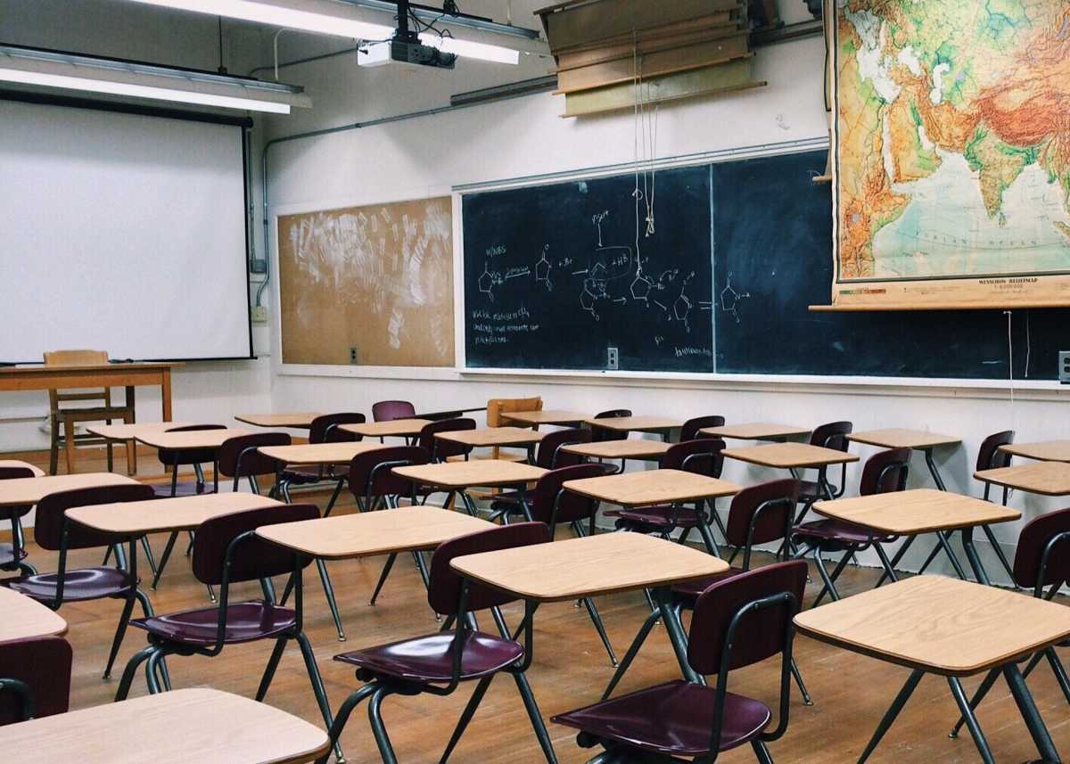 Desks in a classroom