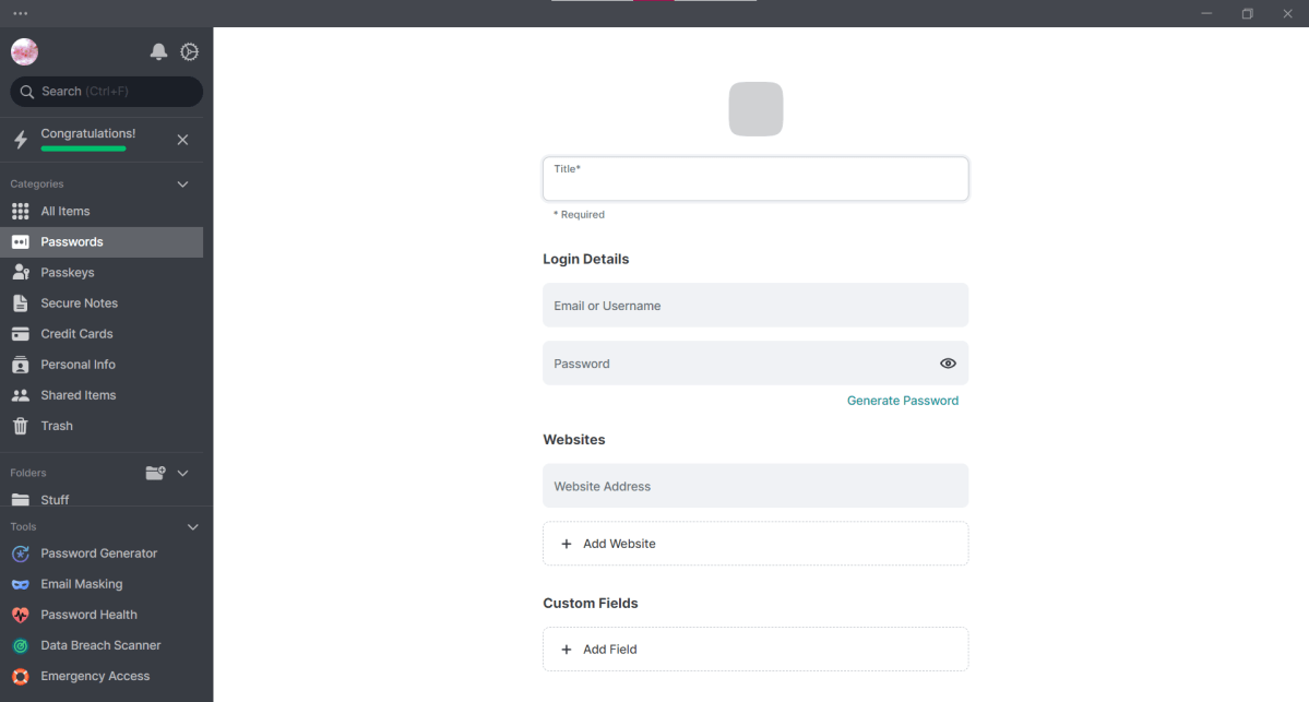 NordPass password creation screen