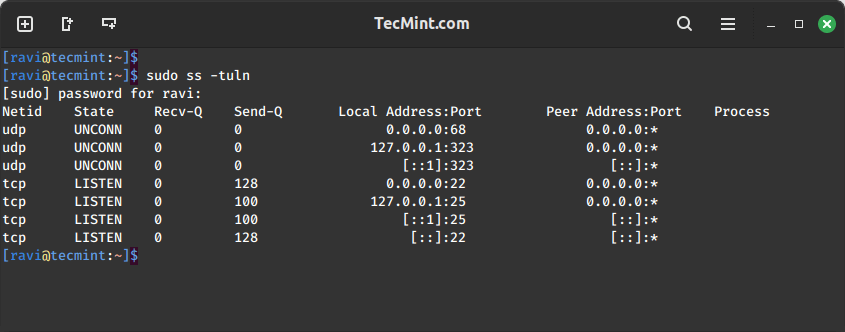 List Network Ports in Linux