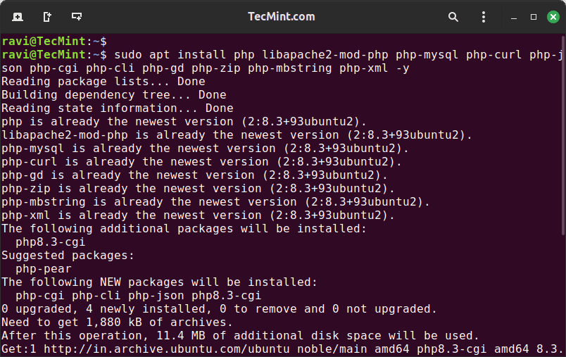 Install PHP in Ubuntu