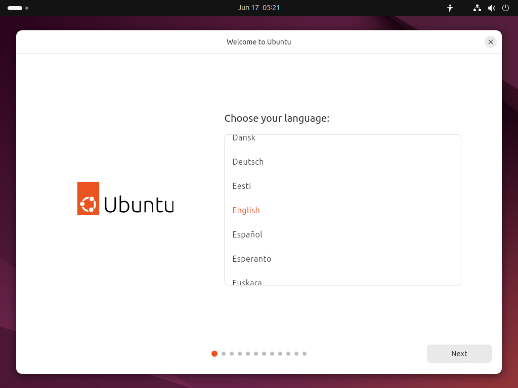 Choose Ubuntu Language