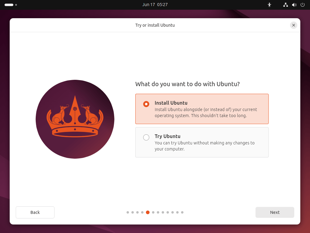 Choose Install Ubuntu