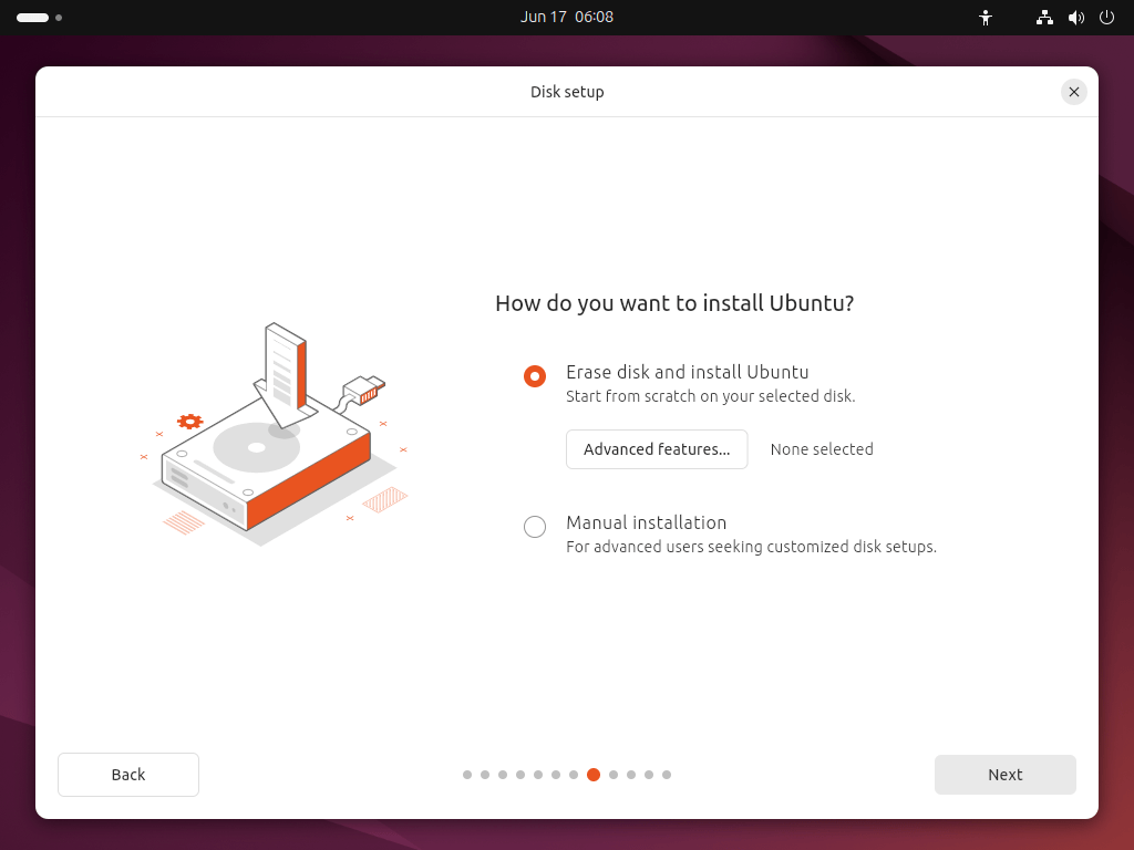 Choose Erase Disk and Install Ubuntu