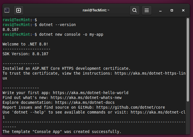 Verify Net SDK in Ubuntu