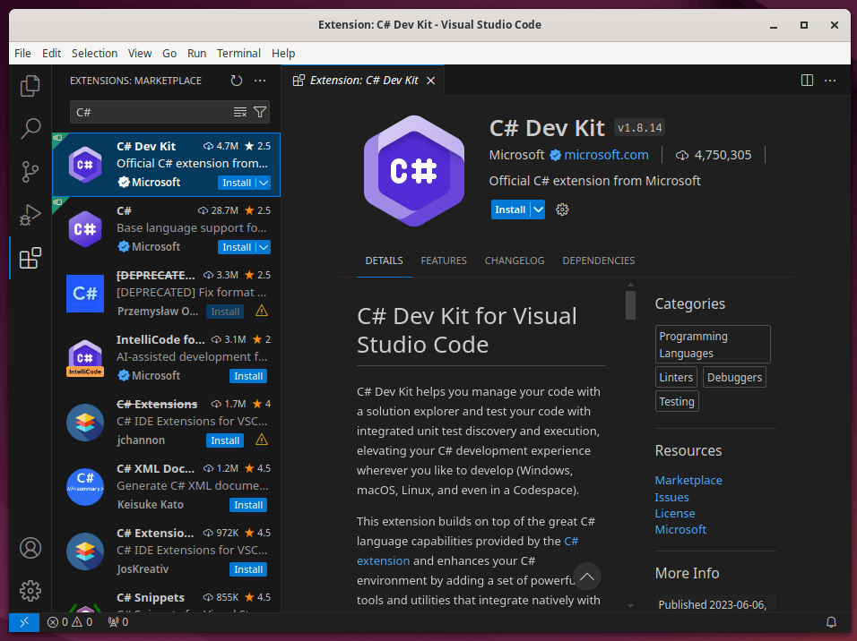 Install C# Extension in VSCode