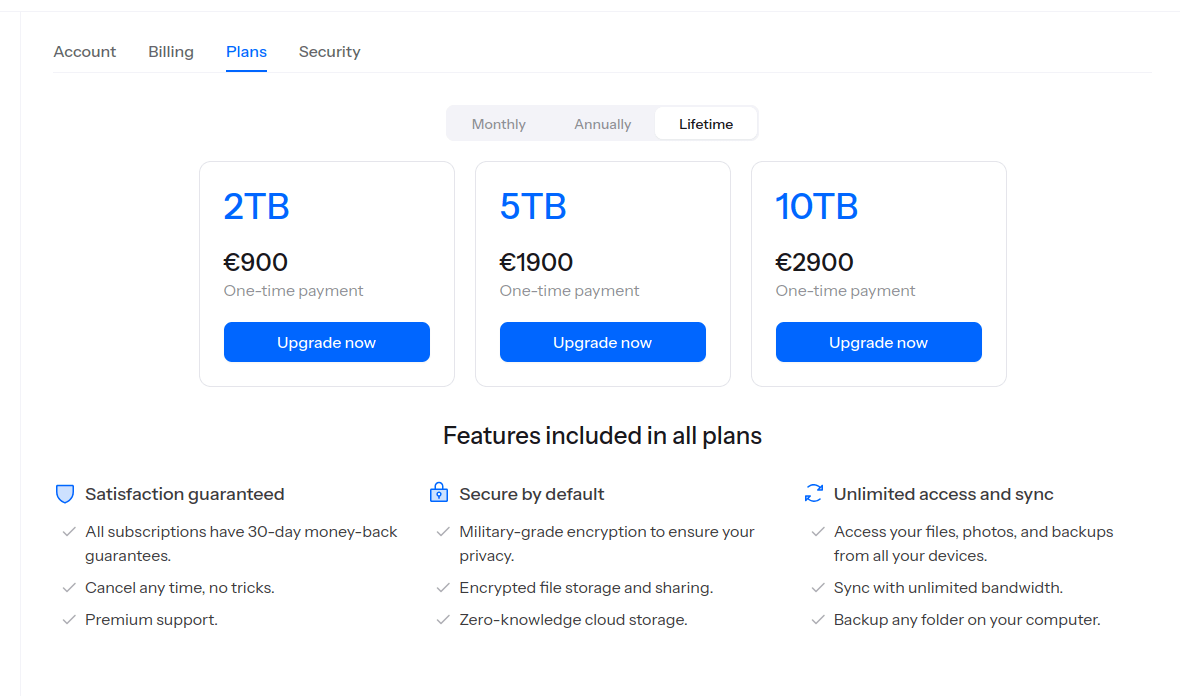 Internxt Lifetime Plan