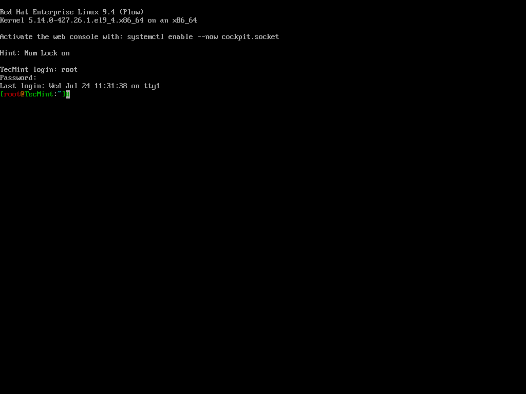 RHEL Root Login