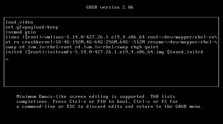 RHEL Grub Boot Parameters