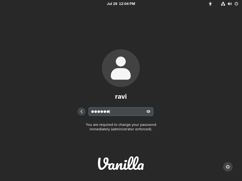 Vanilla OS Login