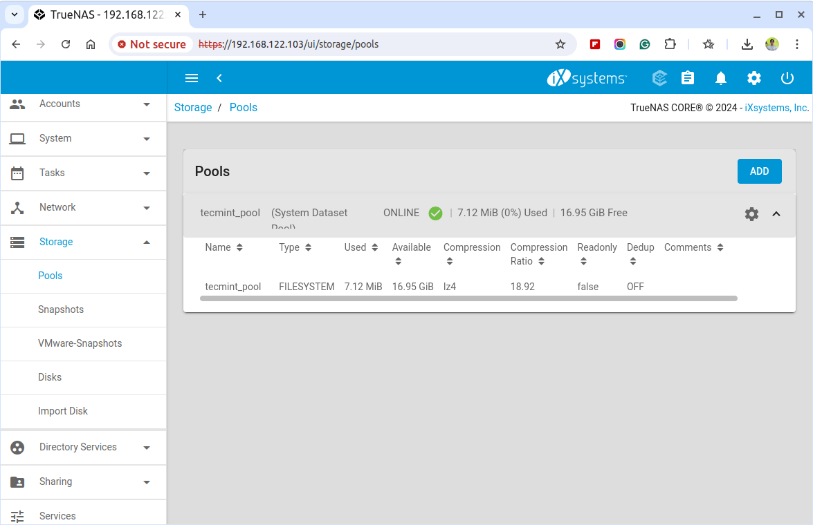 ZFS Pool Storage