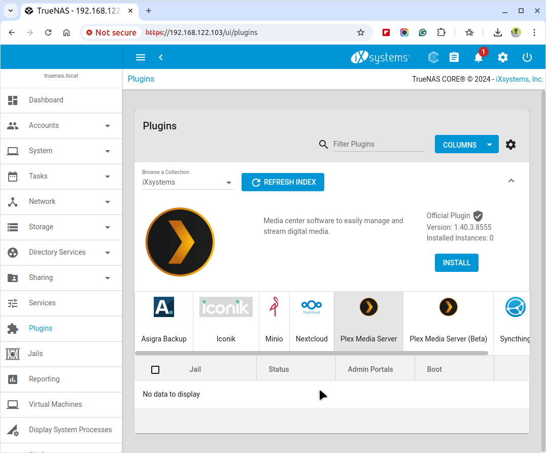 Install Plex in TrueNAS
