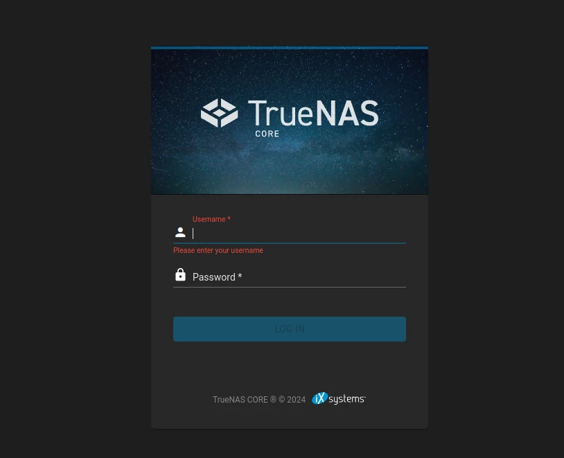 TrueNAS Login