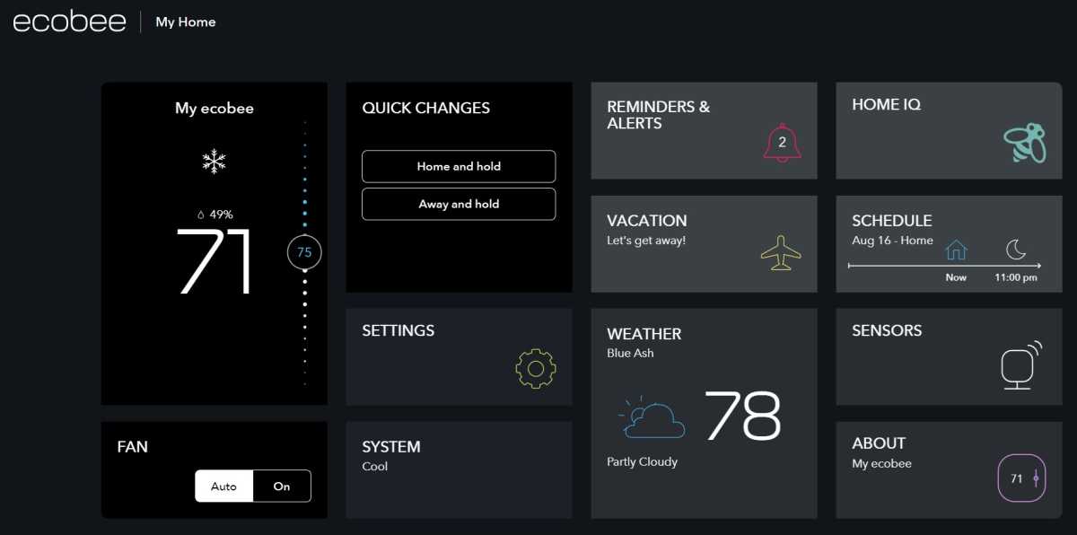 Ecobee web dashboard