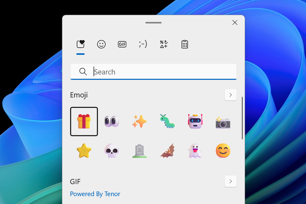 Windows 11 Emoji quick insertion tool popup overview screenshot