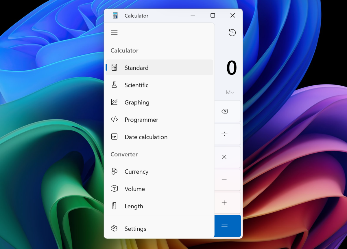 Window 11 Calculator advanced modes screenshot