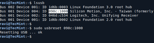 Reset USB Device in Linux