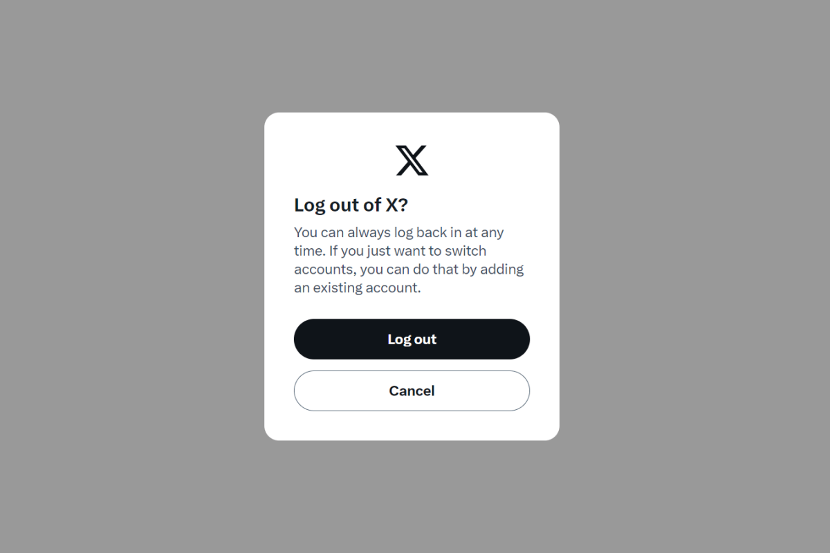 X Twitter screenshot of Log Out modal