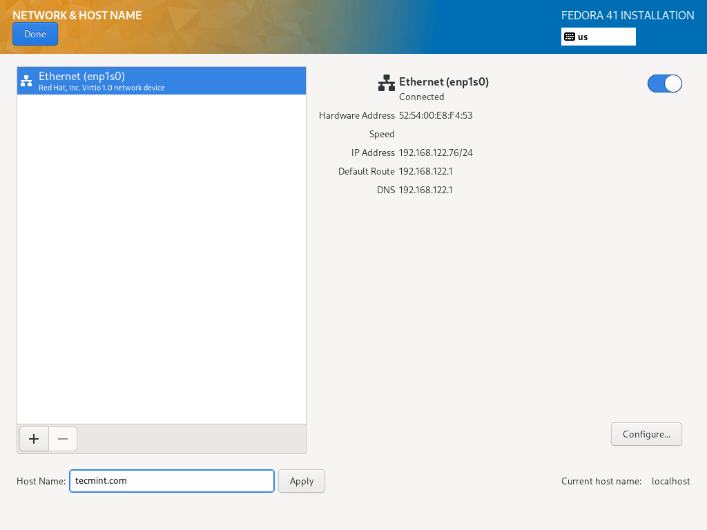 Fedora System Hostname