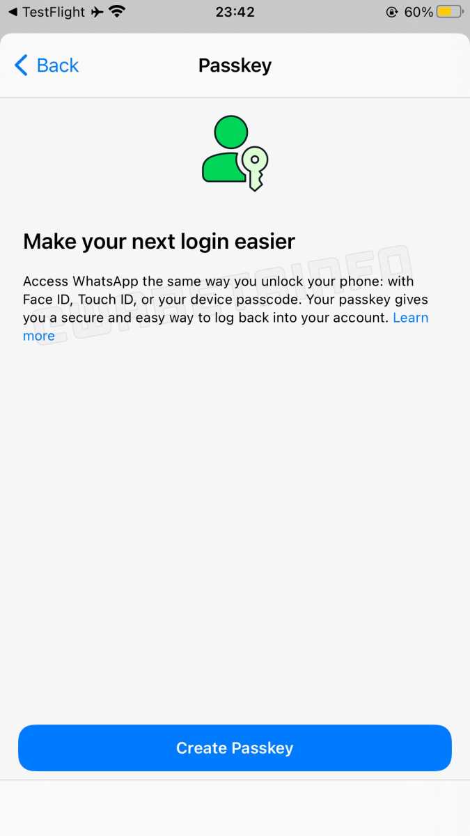 Passkeys in Whatsapp