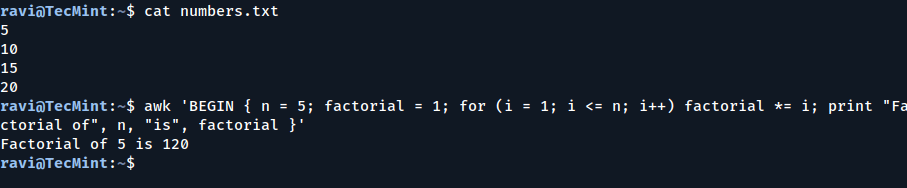 Factorial Calculation Example