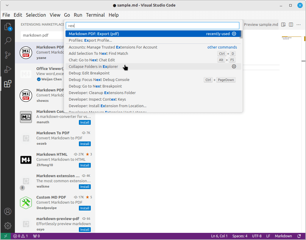 VS Code Convert MD to PDF File