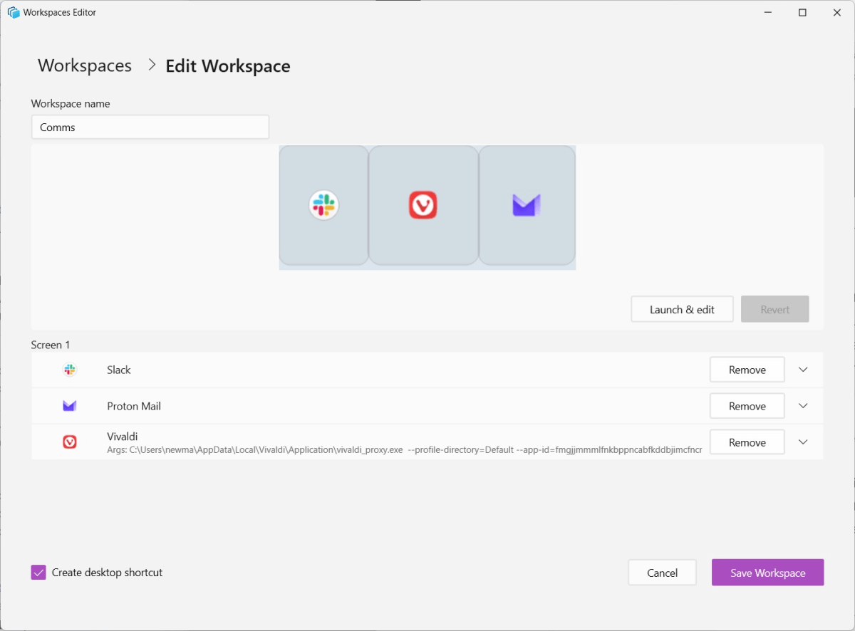 Windows Workspaces