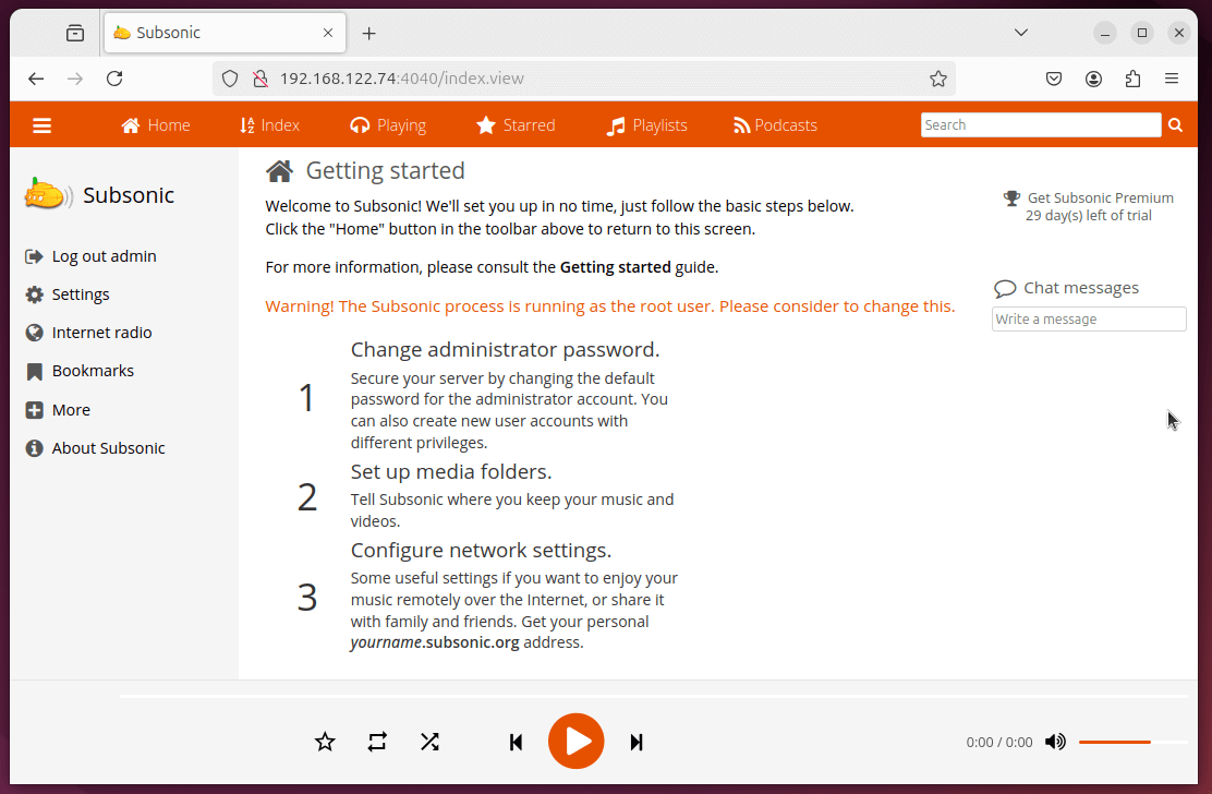 Subsonic Change Admin Password