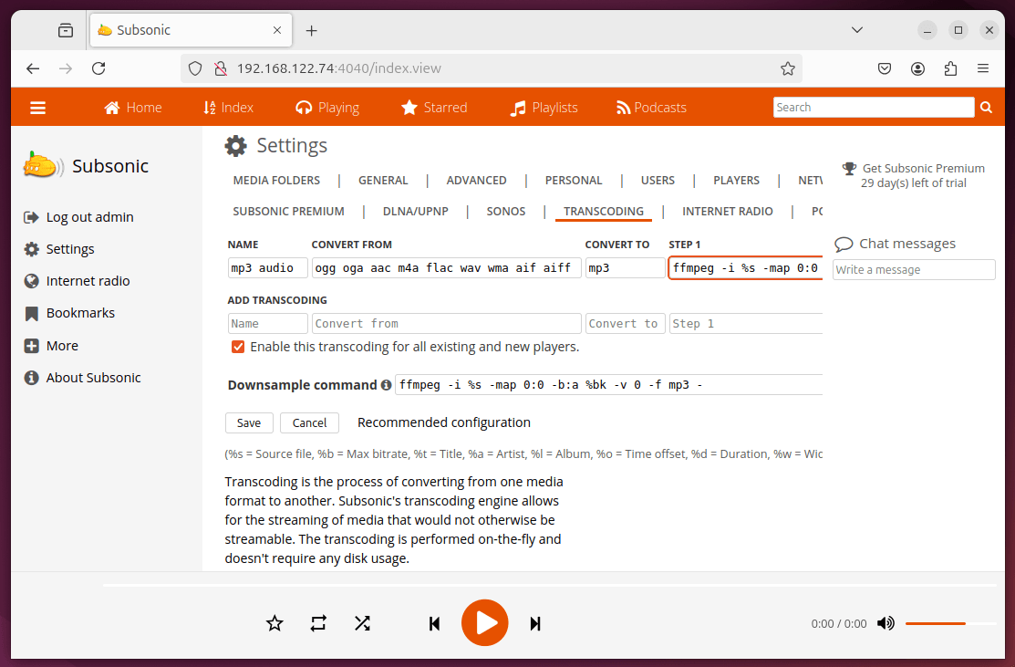 Enable Media Transcoding