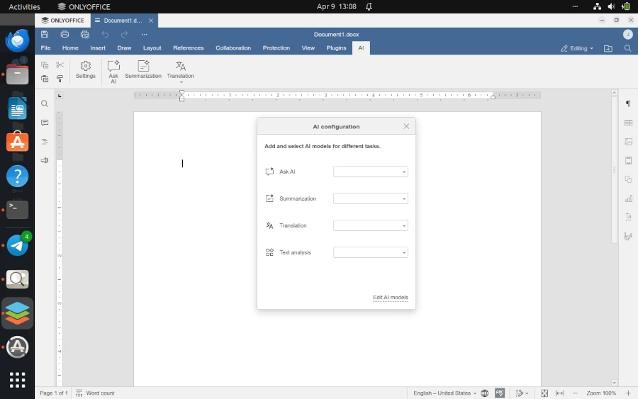 Add LocalAI Model in OnlyOffice